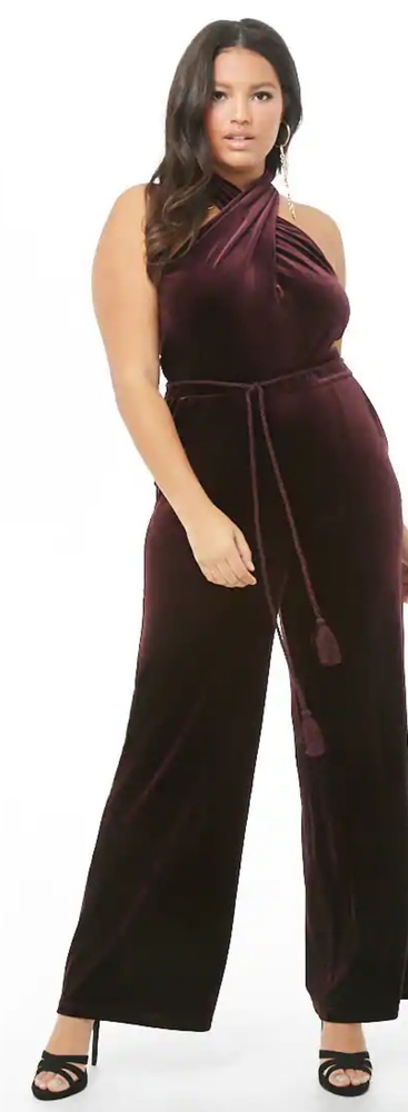 Plus Size Velvet Jumpsuit